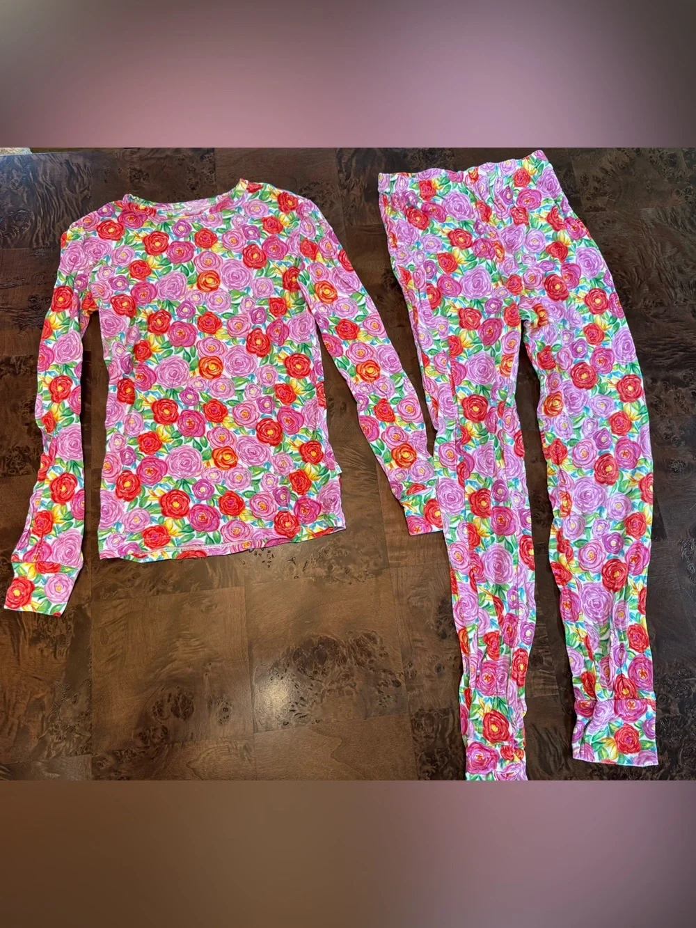 Posh Peanut Pink Bright Floral Long Sleeve Pajama Set